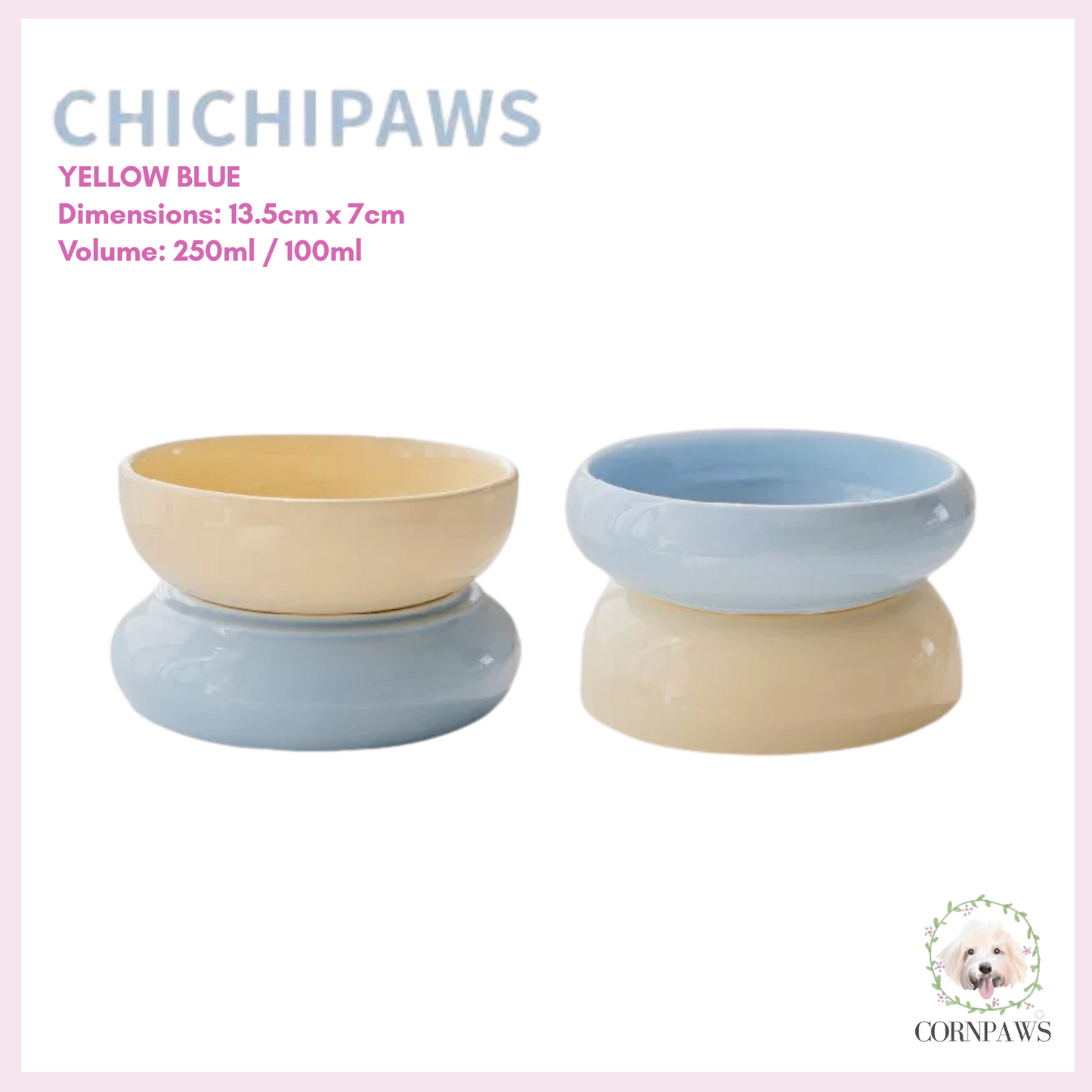 Chichipaws Double-Sided Ceramic Pet Bowl