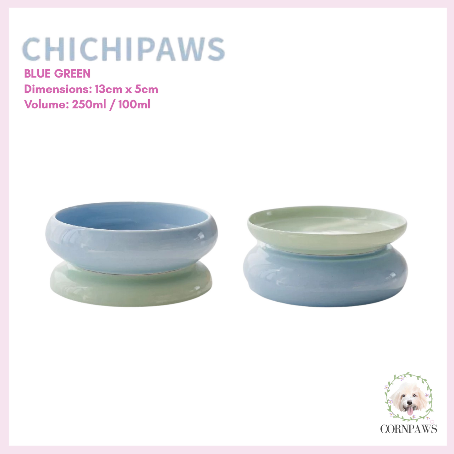 Chichipaws Double-Sided Ceramic Pet Bowl