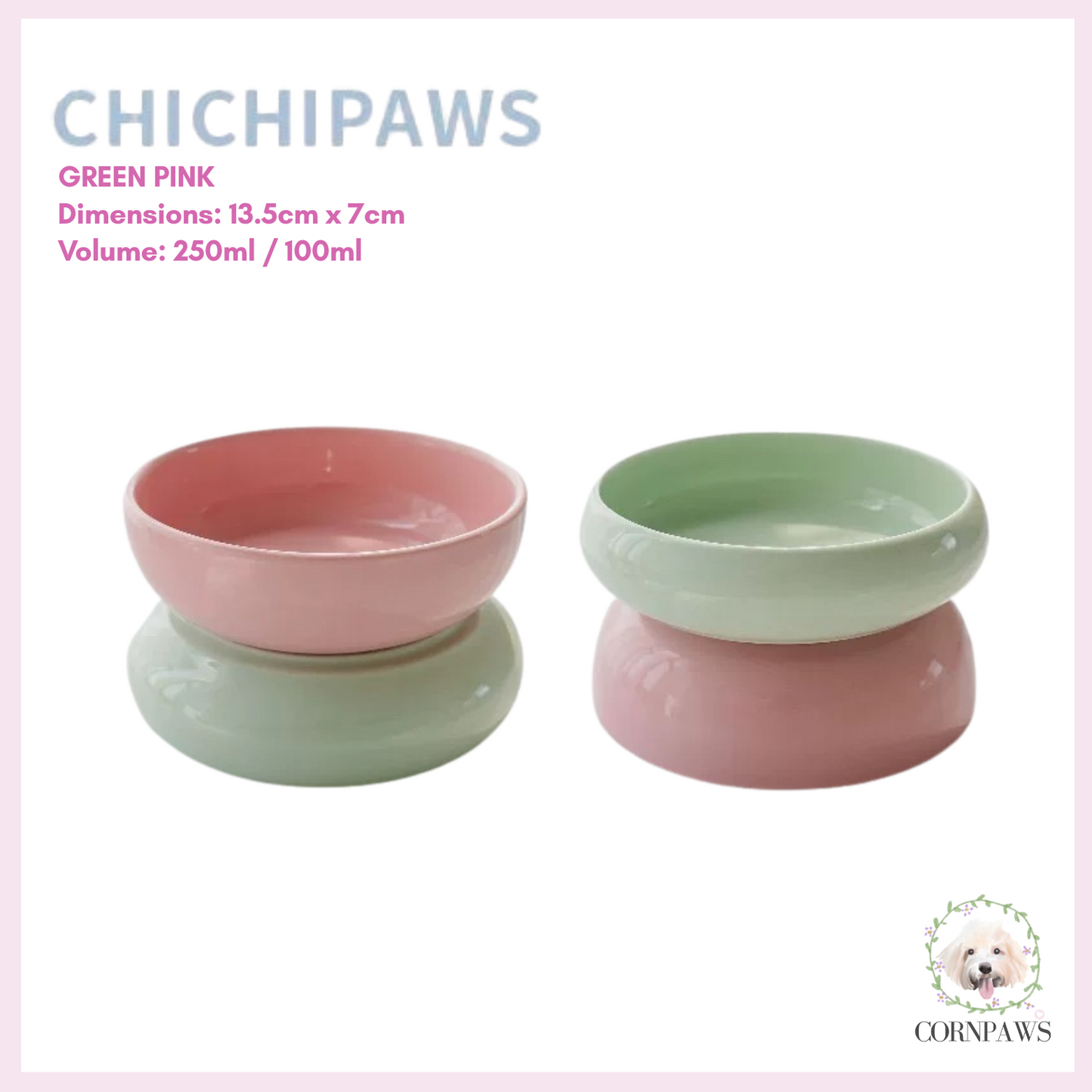 Chichipaws Double-Sided Ceramic Pet Bowl