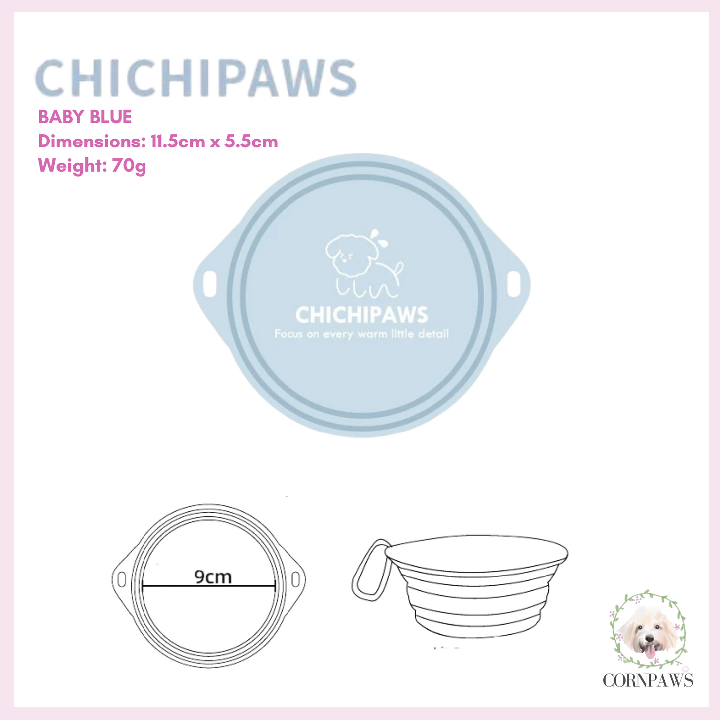 Chichipaws Portable Pet Collapsible Silicone Bowl