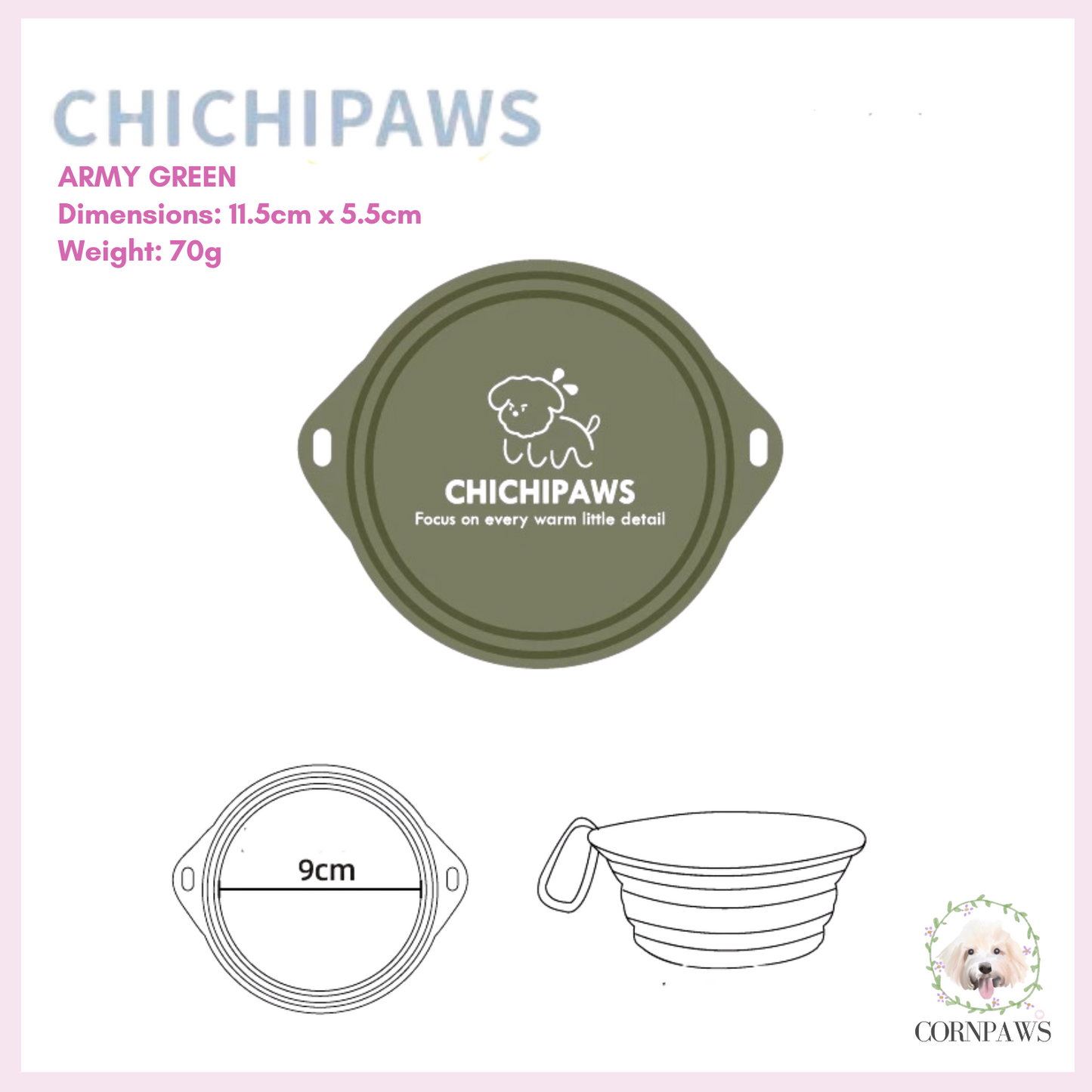 Chichipaws Portable Pet Collapsible Silicone Bowl