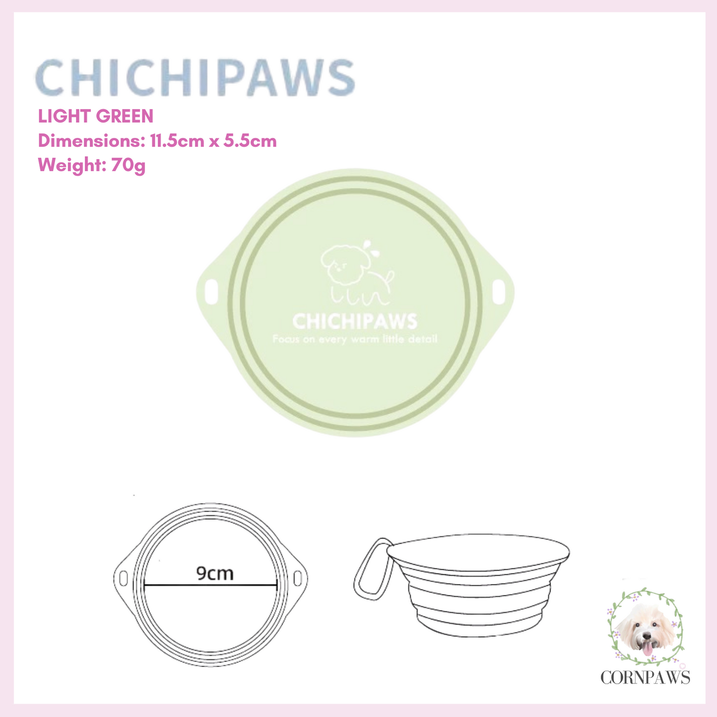Chichipaws Portable Pet Collapsible Silicone Bowl